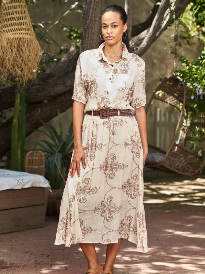 Embroidered Button Front Blouse by Paparazzi