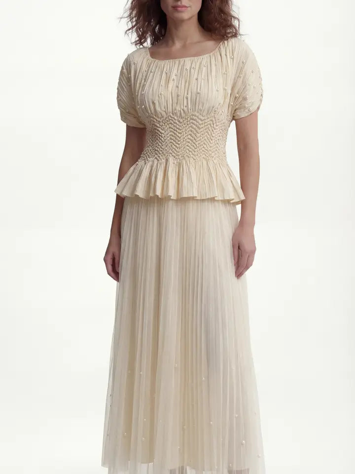 Additional view of Pleated Blouse with Pearls and Diamonds by EllyNDale from Robin Boutique.
