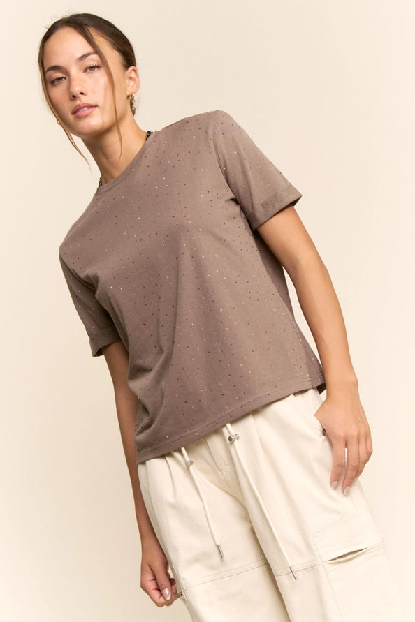 Rhinestone Embellished Relaxed Tee by Davi & Dani