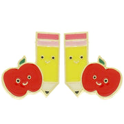 Cute School Theme Apple and Pencil Stud Earrings Robin Boutique