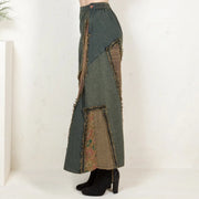 Western Boho Patch Denim Skirt by Young Threads Robin Boutique