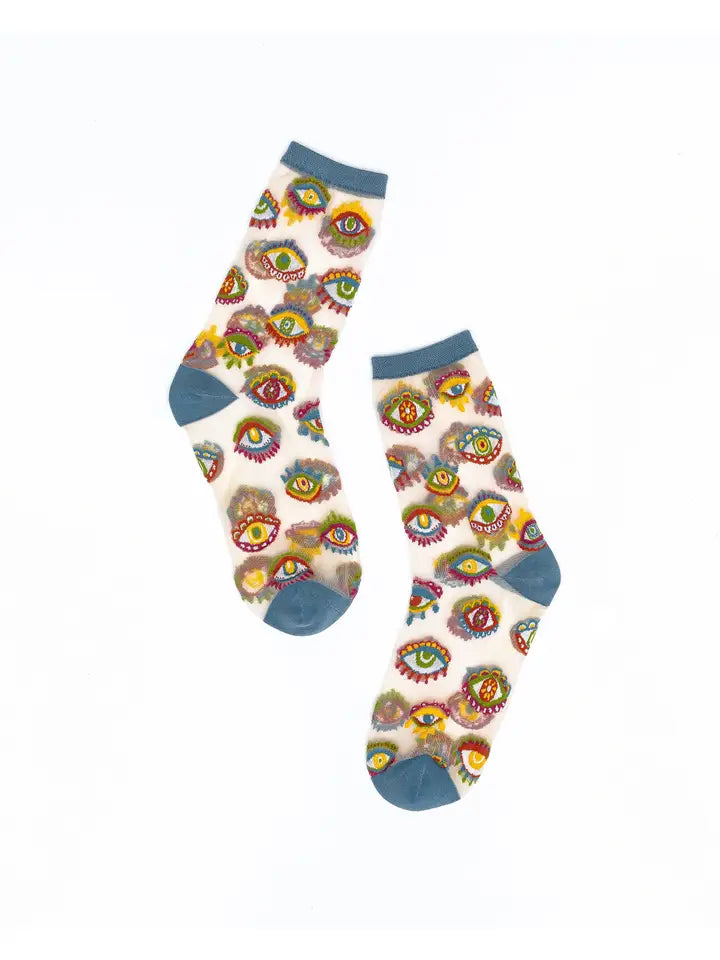 Evil Eye Sheer Crew Sock