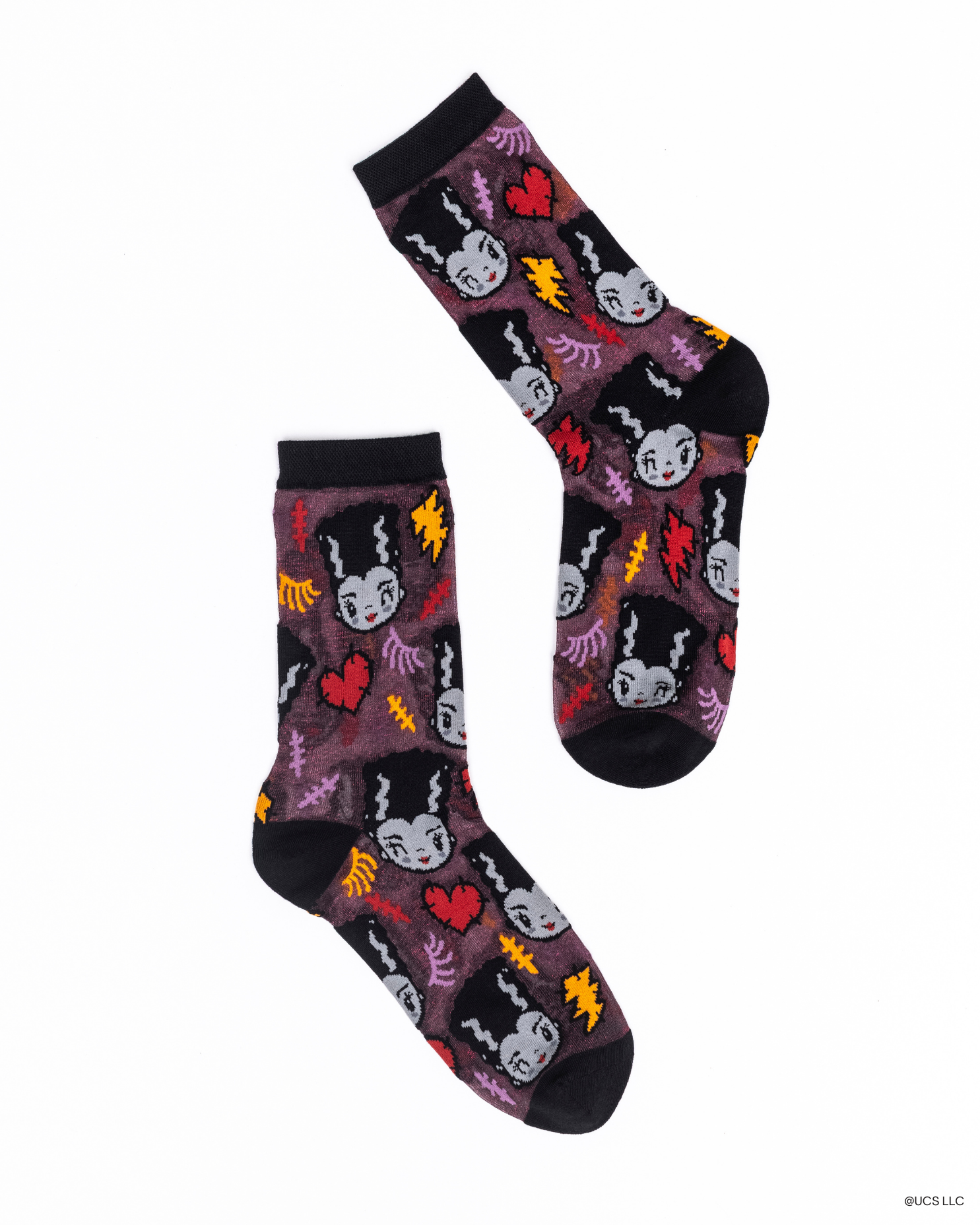 Bride of Frankenstein Shimmer Sheer Crew Sock Robin Boutique