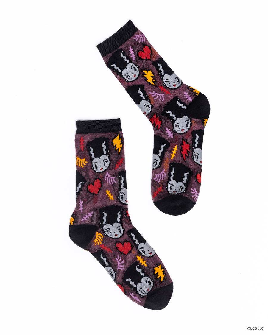 Bride of Frankenstein Shimmer Sheer Crew Sock Robin Boutique