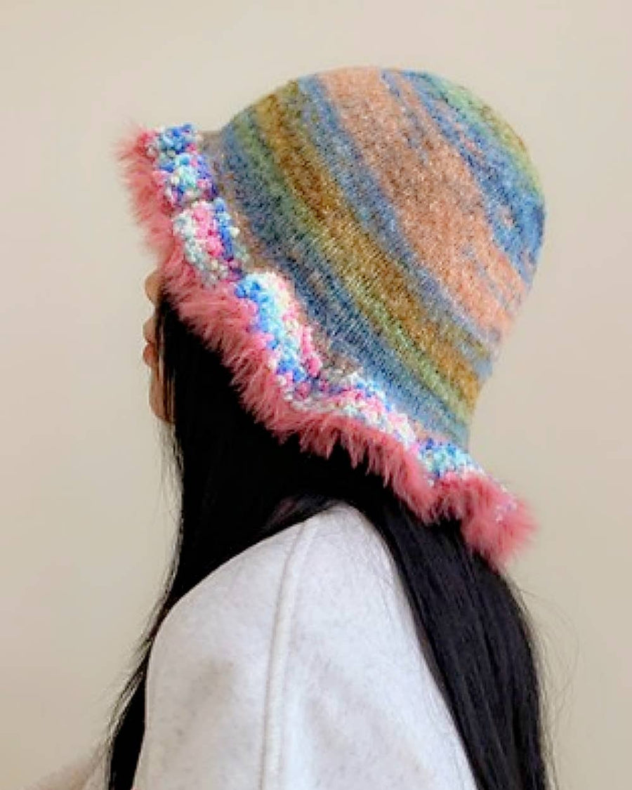 Colorful Mohair-Feel Ruffle Knit Beanie Robin Boutique