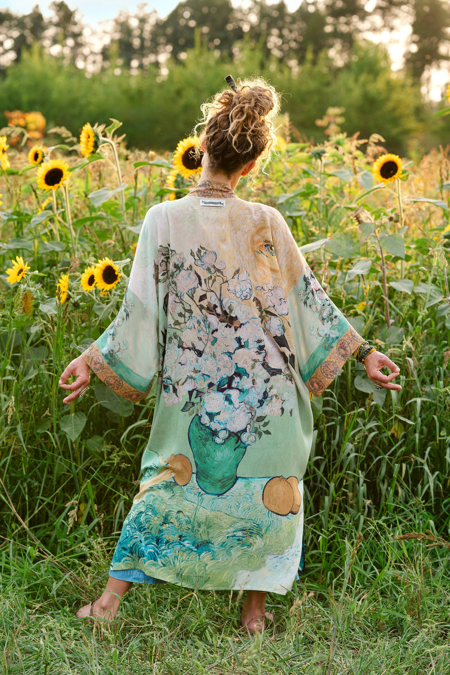 Additional view of I Paint My Dream Van Gogh Opera Duster Kimono Robe from Robin Boutique.