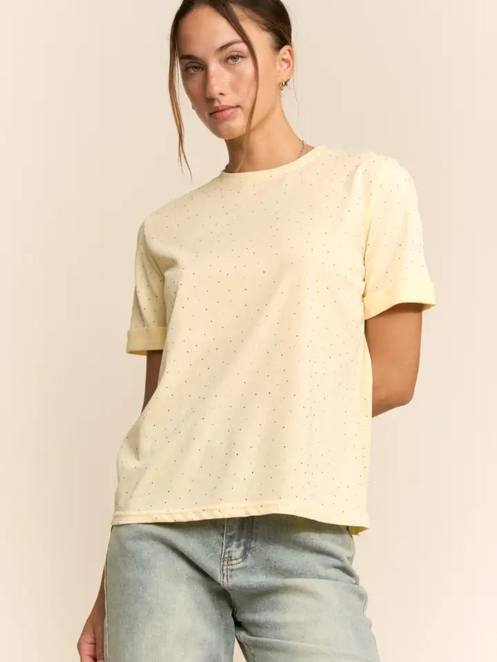 Rhinestone Embellished Relaxed Tee by Davi & Dani