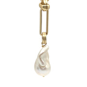 Lux Chunky Knot Link Pearl Drop Necklace