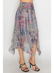 All-Sparkly Romantic Lace Skirt in Bold Floral by Origami Robin Boutique