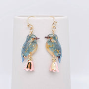 Resin Blue Bird Charm Dangle Earrings - Robin Booutique
