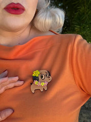 Polynesian Pup Mini Brooch by Miss Fluff x Lipstick & Chrome Robin Boutique