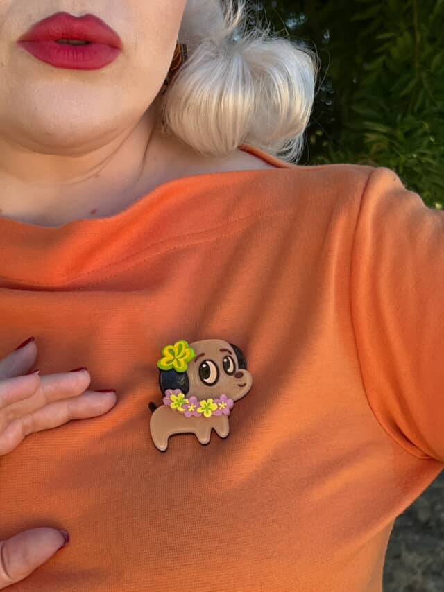 Polynesian Pup Mini Brooch by Miss Fluff x Lipstick & Chrome Robin Boutique