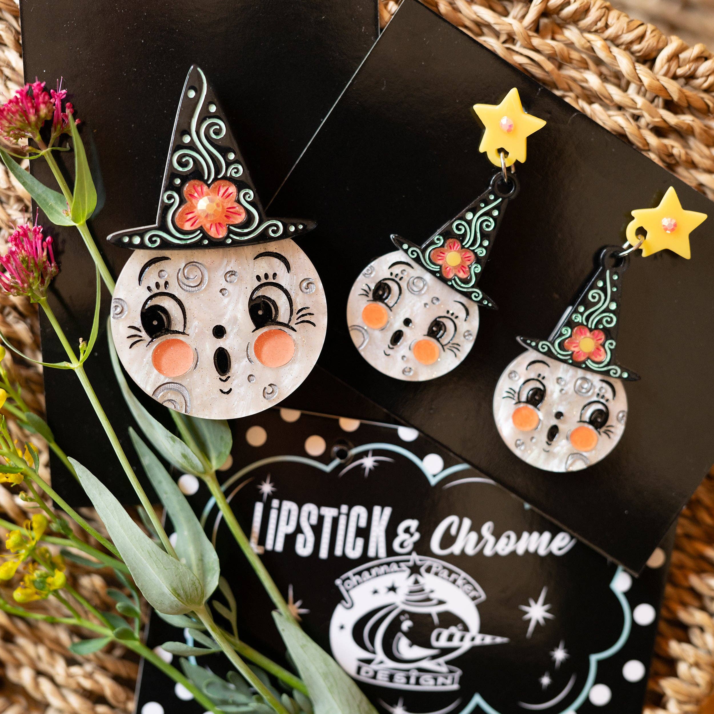 Bloomin' Luna Witch Statement Earrings by Johanna Parker x Lipstick & Chrome Robin Boutique