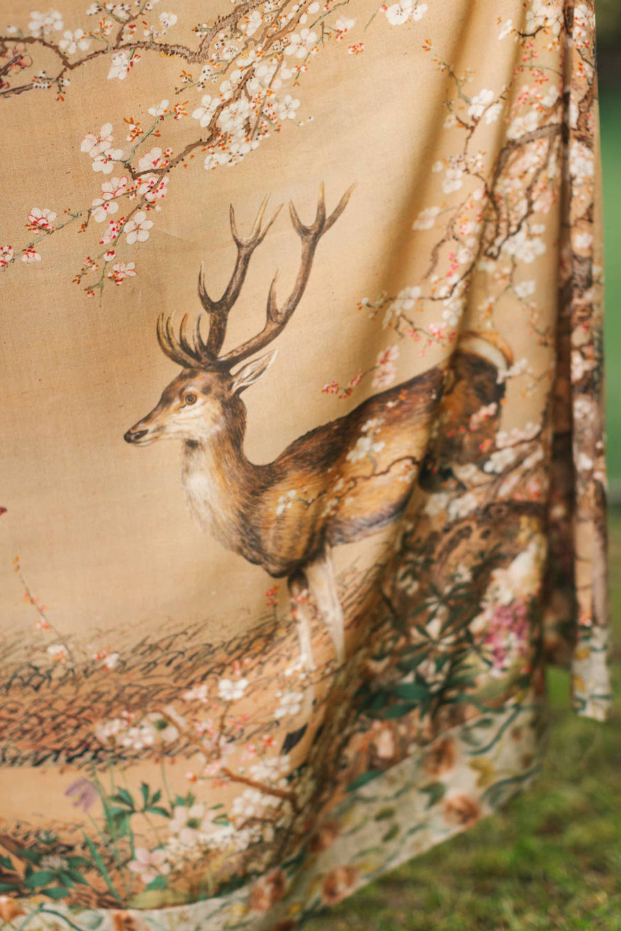 Additional view of Fable Bohéme Long Maxi Slip Dress with Blossoms, Deer & Moon from Robin Boutique.