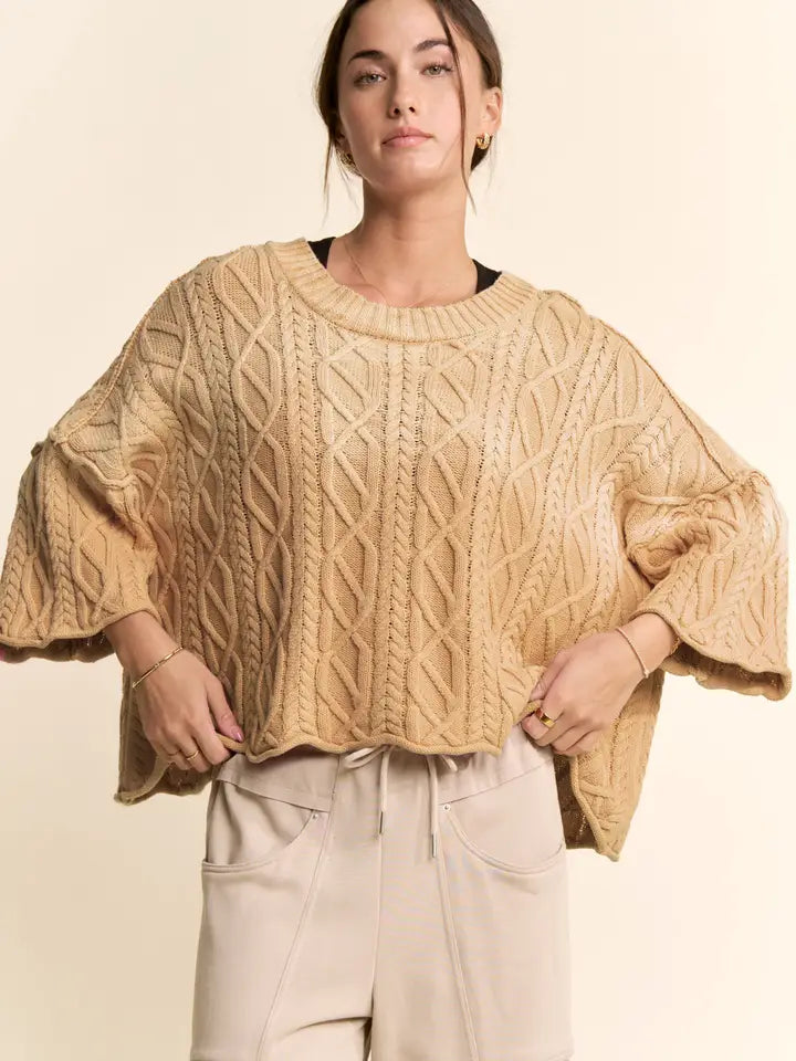 Ombre Oversized Cable Sweater by Davi & Dani