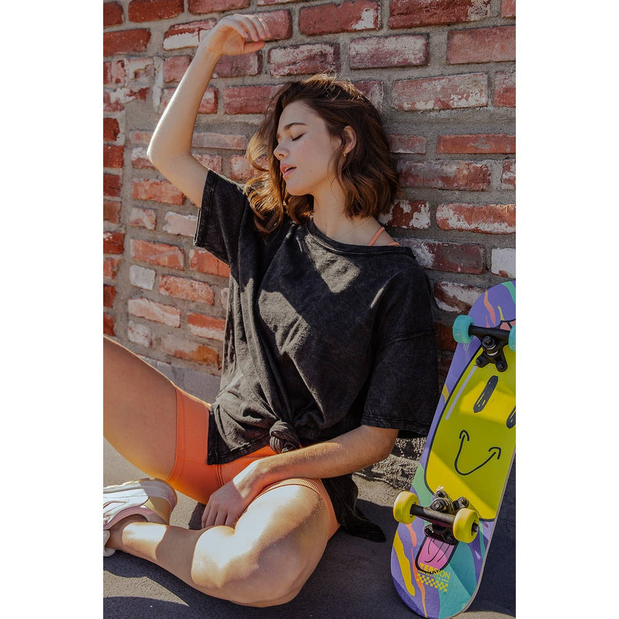 Mineral Washed Short Sleeve Tee by Rae Mode T9774 Robin Boutique