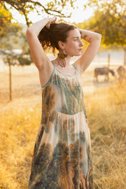 Awakening Bohéme Printed Long Maxi Slip Dress w/ Landscape