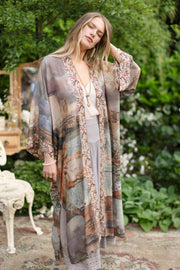 Additional view of Imaginarium Opera Duster Kimono Robe with Moon, long length from Robin Boutique.