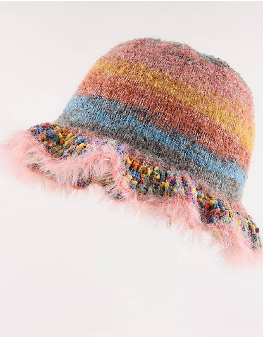 Colorful Mohair-Feel Ruffle Knit Beanie Robin Boutique