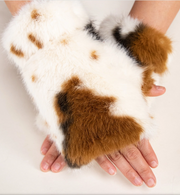 Cowhide Pattern Faux Fur Fingerless Gloves