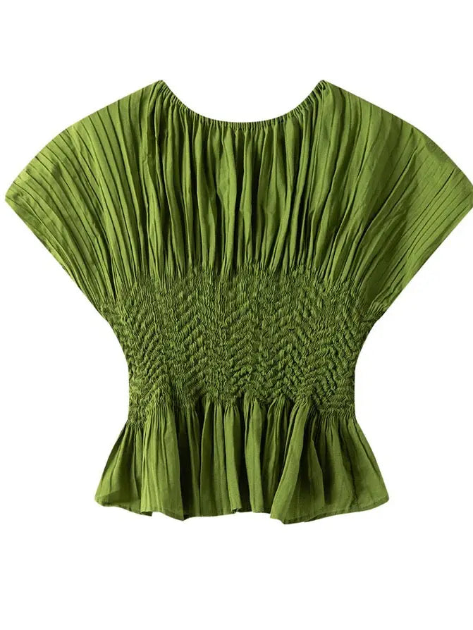 Additional view of Pleated Blouse with Pearls and Diamonds by EllyNDale from Robin Boutique.