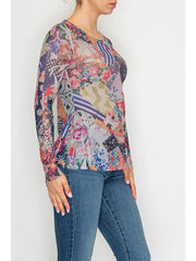 Sheer Mesh Layering Shirt in Bold Floral by Origami