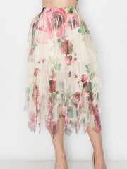 Big Rose Mesh Tiered Tulle Skirt by Origami