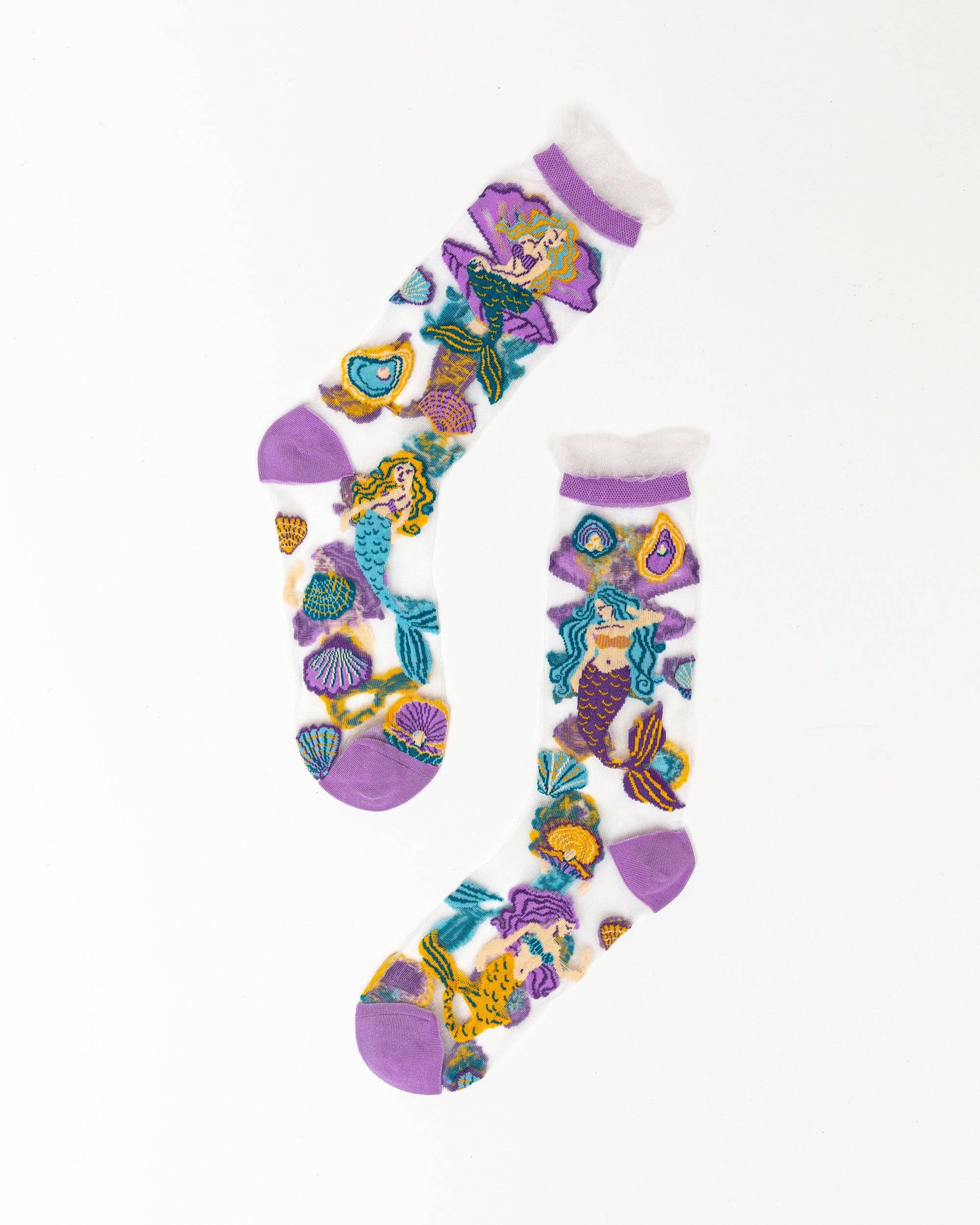 Whimsical Mermaid Ruffle Sheer Crew Sock Robin Booutique