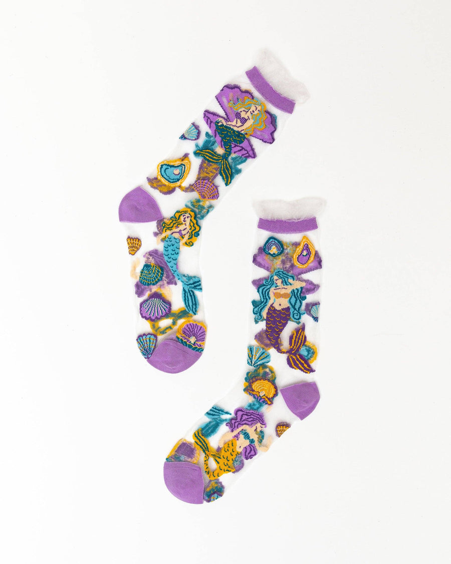 Whimsical Mermaid Ruffle Sheer Crew Sock Robin Booutique