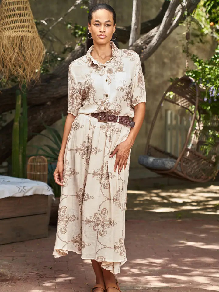Embroidered Button Front Blouse by Paparazzi