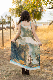 Awakening Bohéme Printed Long Maxi Slip Dress w/ Landscape