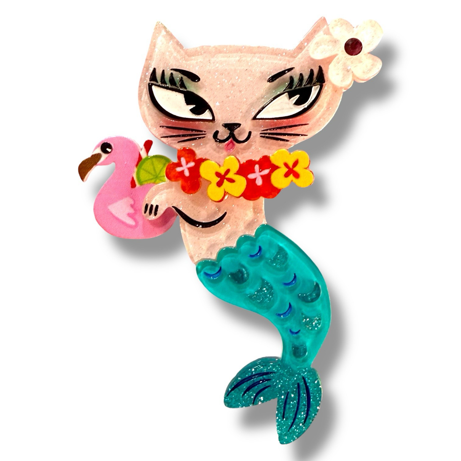 Tiki Merkitty Brooch by Miss Fluff x Lipstick & Chrome Robin Boutique