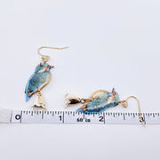 Resin Blue Bird Charm Dangle Earrings - Robin Booutique
