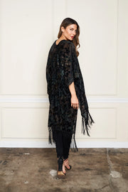 Burnout Velvet Fringe Kimono by Paparazzi