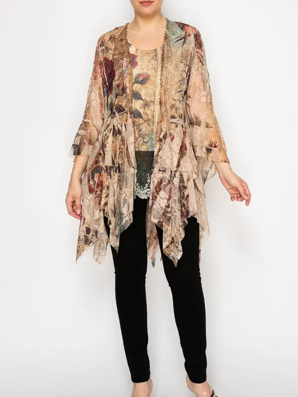 All Lace Cardigan in Vintage Bird by Origami