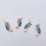Resin Blue Bird Charm Dangle Earrings - Robin Booutique