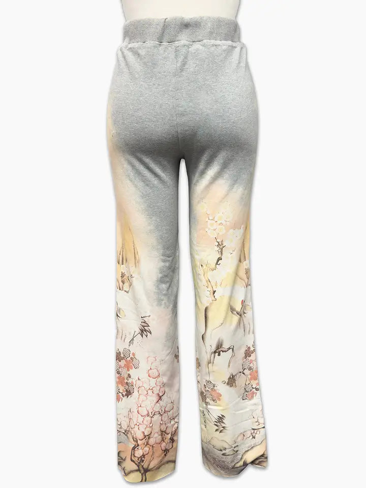 Zen Pant in Crane Print by Paparazzi Robin Boutique