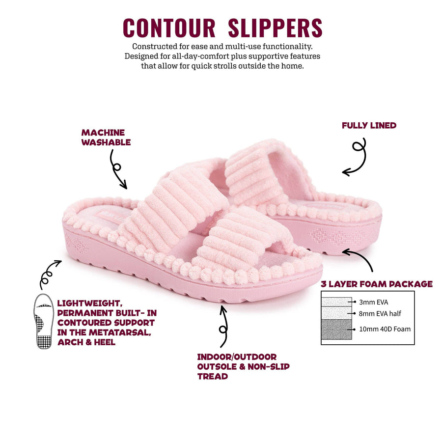 MUK LUKS Women's Ribbed Terry Slide Comfort Contour Slipper