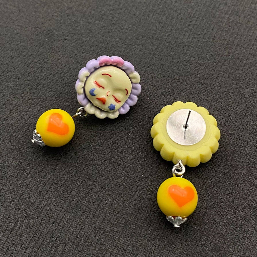 Sunflower Sleepy Doll Face Earrings - Robin Boutique