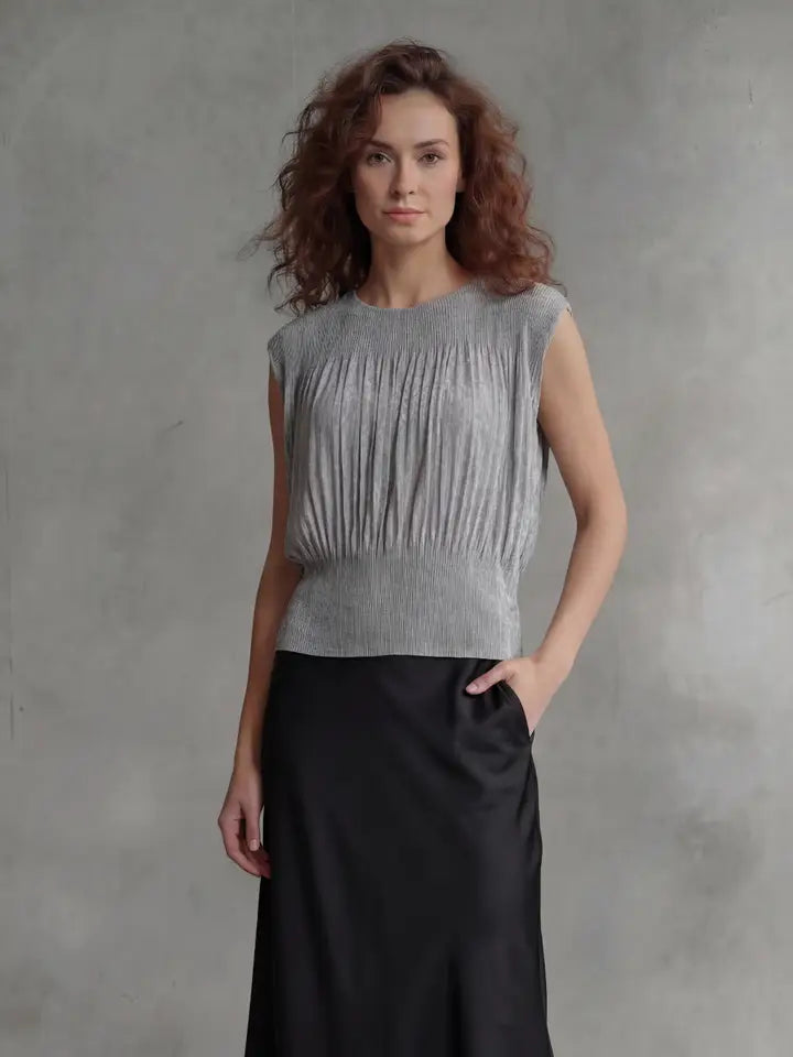Pleated Sleeveless Top by EllyNDale Robin Boutique