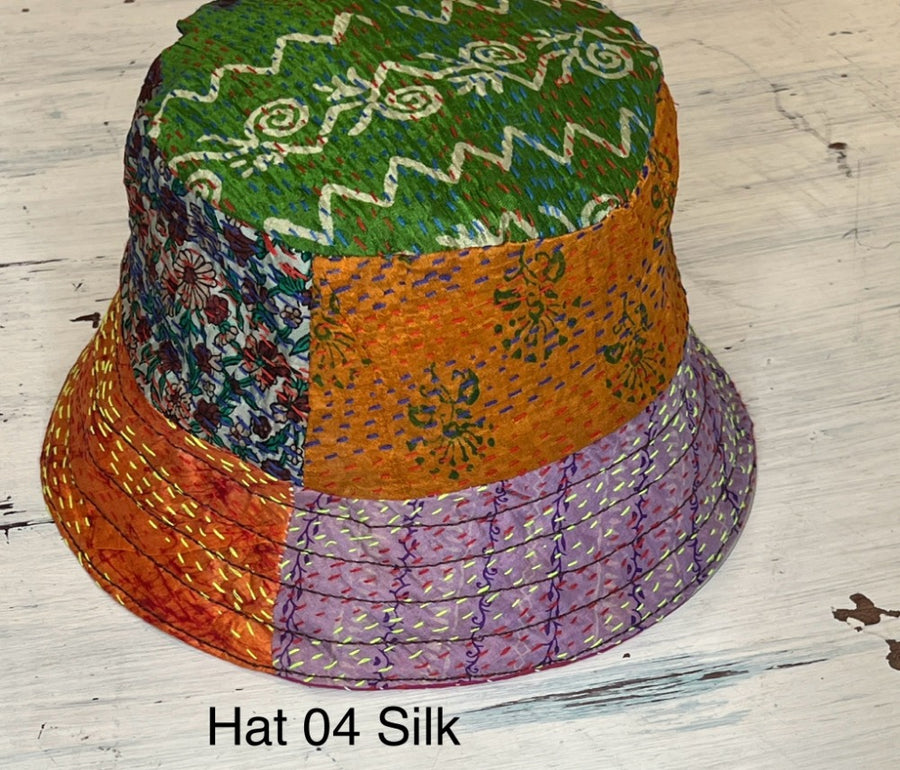 Reversible Silk/Cotton Kantha Bucket Hat by Robin