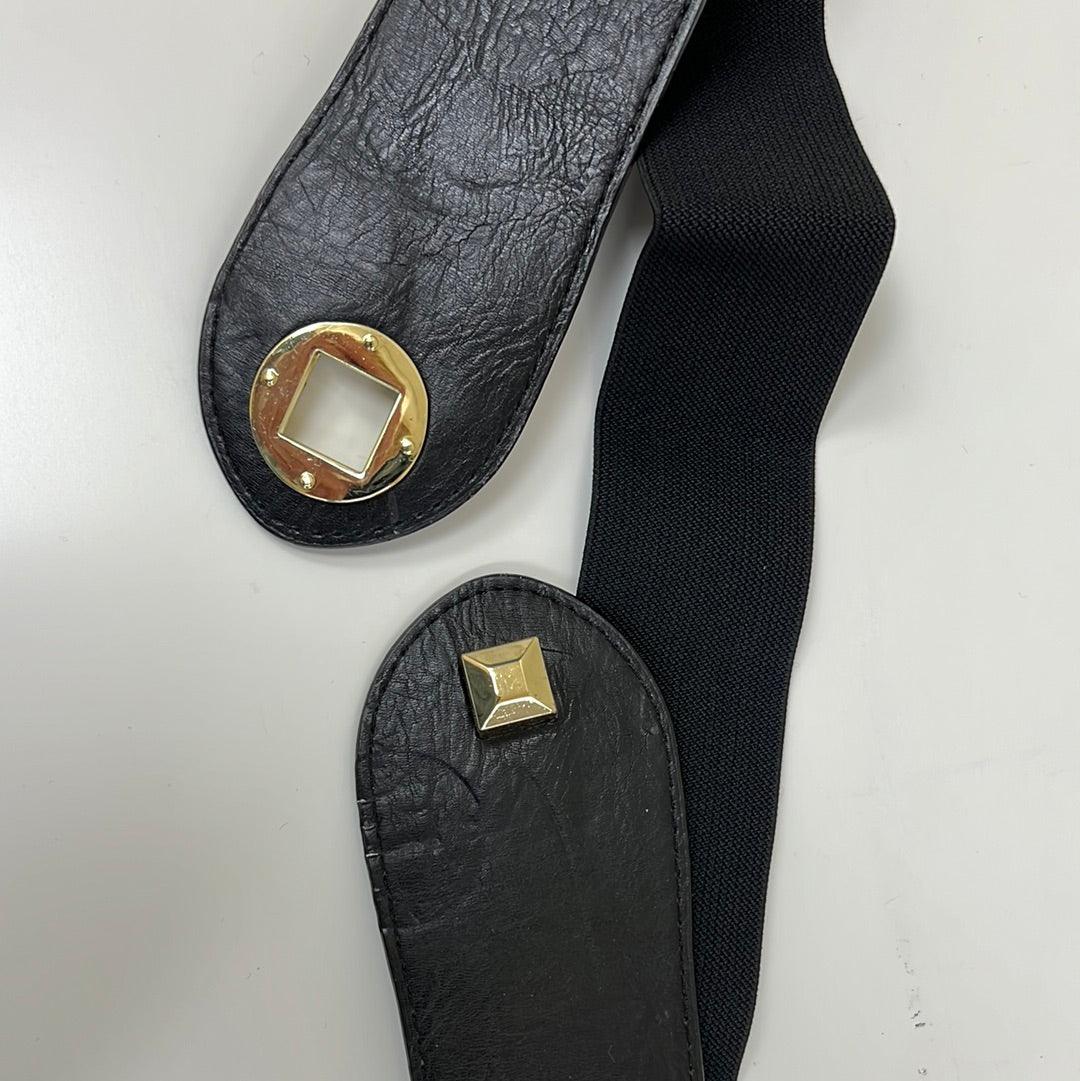 Black Elastic Belt with square twist front fastener 5014 - Robin Boutique-Boutique 