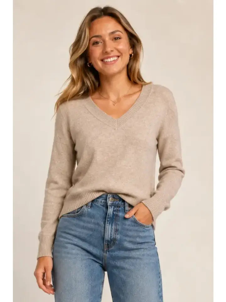 Jersey Stitch V-Neck Sweater