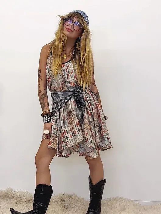 Rasgulla Sari Moonchild Mini Dress #021 by Kantha Bae