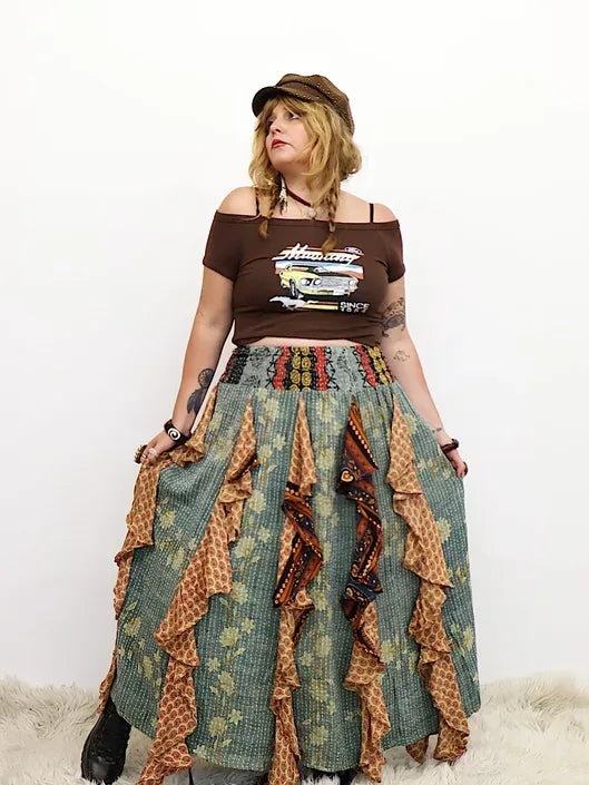 Pareo Kantha Willow Maxi Skirt #183 by Kantha Bae