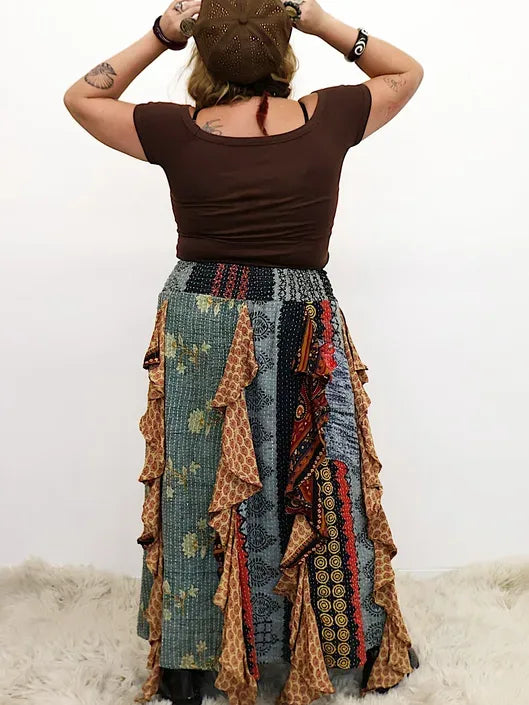 Pareo Kantha Willow Maxi Skirt #183 by Kantha Bae