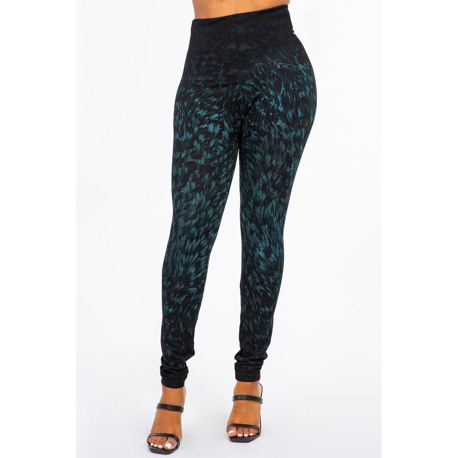 Extended Size High Waist Full Length Leggings with Small Paint Stroke - pic - Robin Boutique-Boutique 