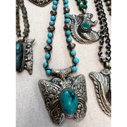 Turquoise and Beaded Ornate Butterfly Necklace - Robin Boutique