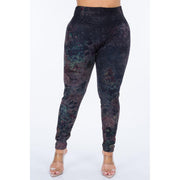 Extended Size High Waist Full Length Leggings in Abstract Floral - Robin Boutique-Boutique 