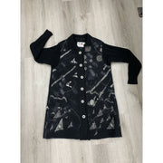 Black and White Dots Hand Felt Wool Coat - Robin Boutique-Boutique    &.  Reloved Fabrics